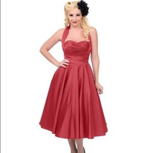 Unique Vintage dark red 1950’s swing style dress.